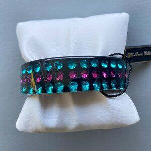 FAC Glossy Black Crystal inlayed Bangle Bracelet NWT​​​